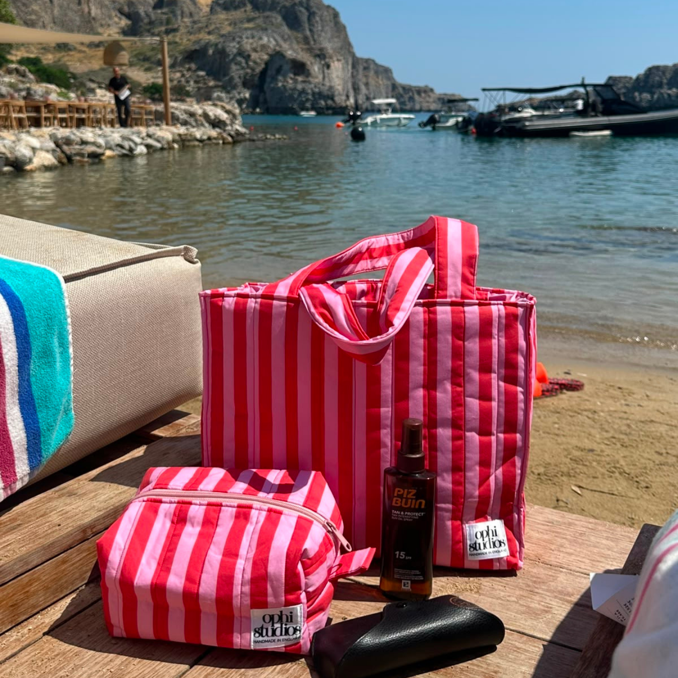 Pink & Red Stripe Boxy Tote Bag