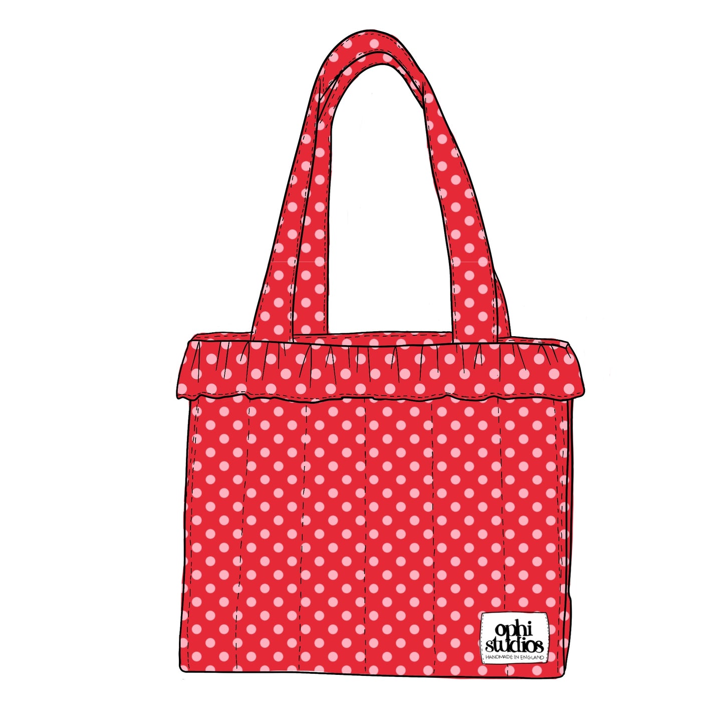 Pink & Red Polka Dot Boxy Tote Bag