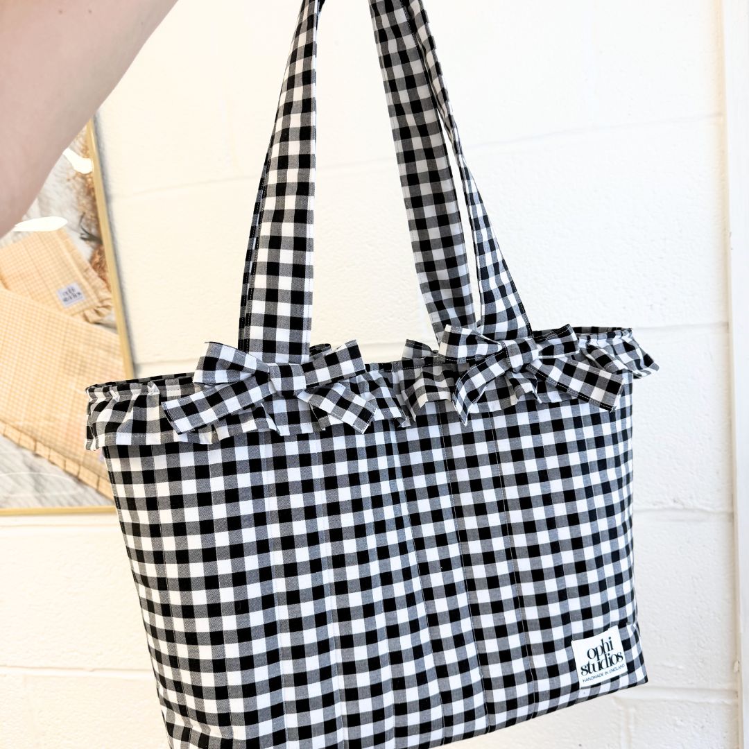 Black & White Gingham Tote Bag