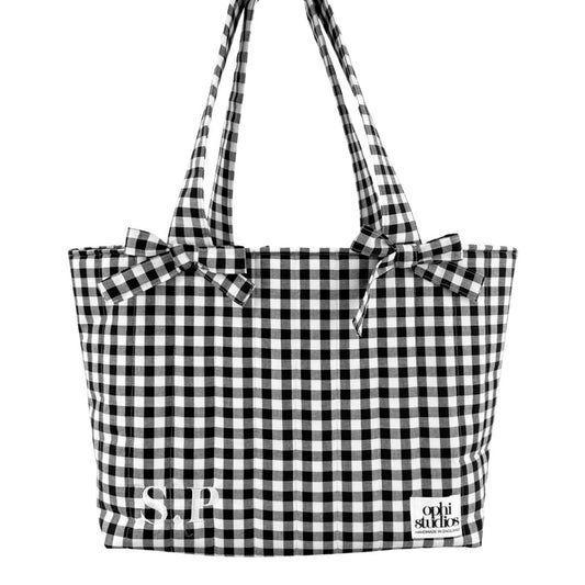 Black & White Gingham Tote Bag