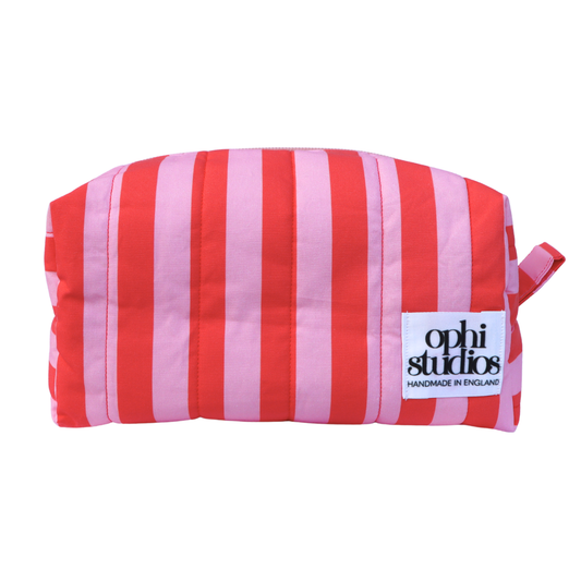Pink & Red Stripe Make-up Bag