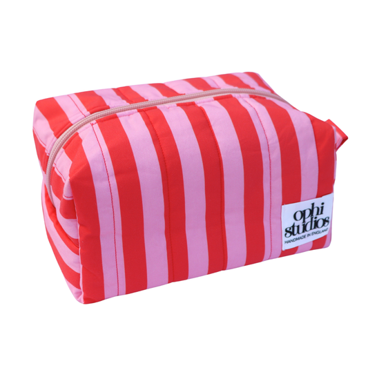 Pink & Red Stripe Make-up Bag
