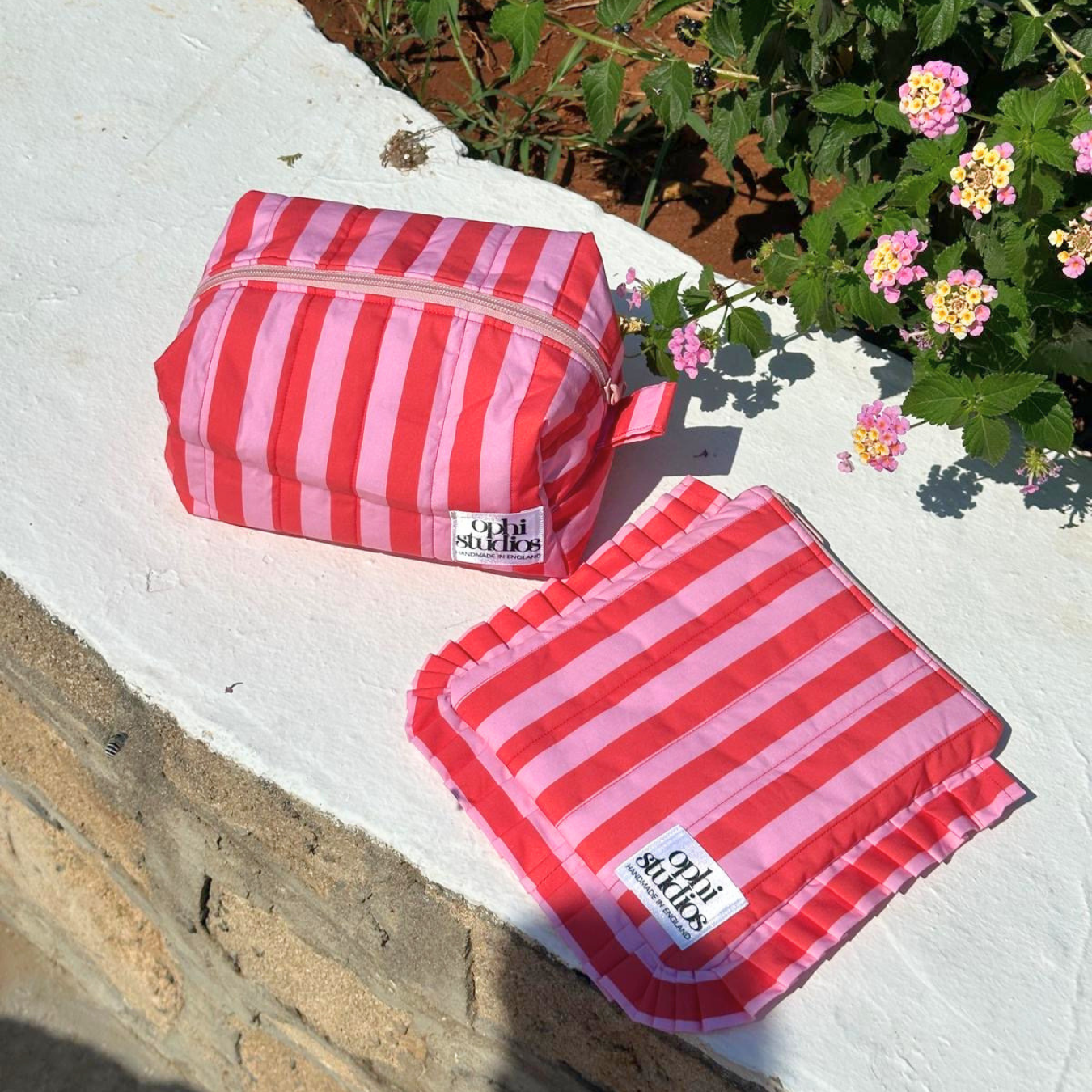 Pink & Red Stripe Make-up Bag