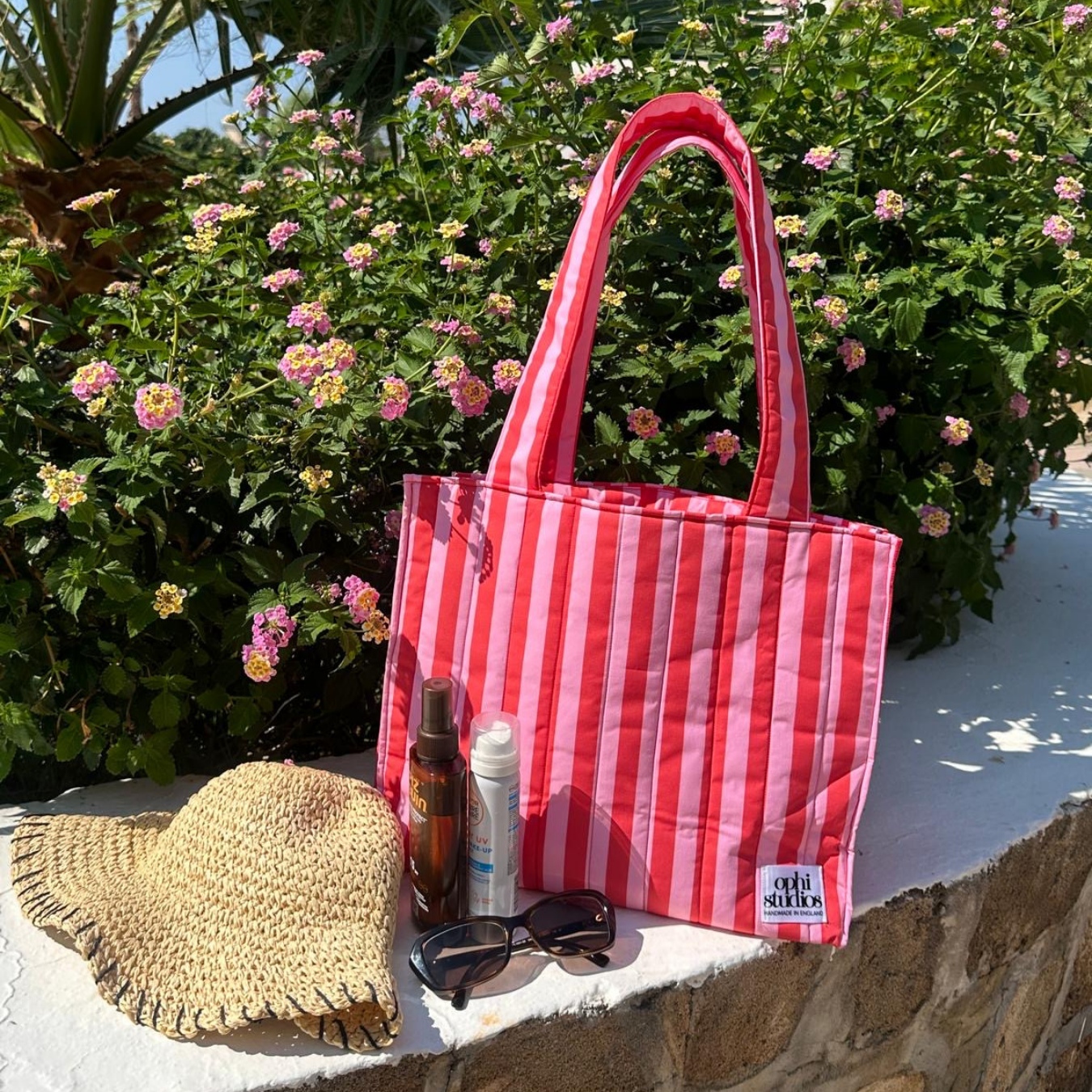 Pink & Red Stripe Boxy Tote Bag