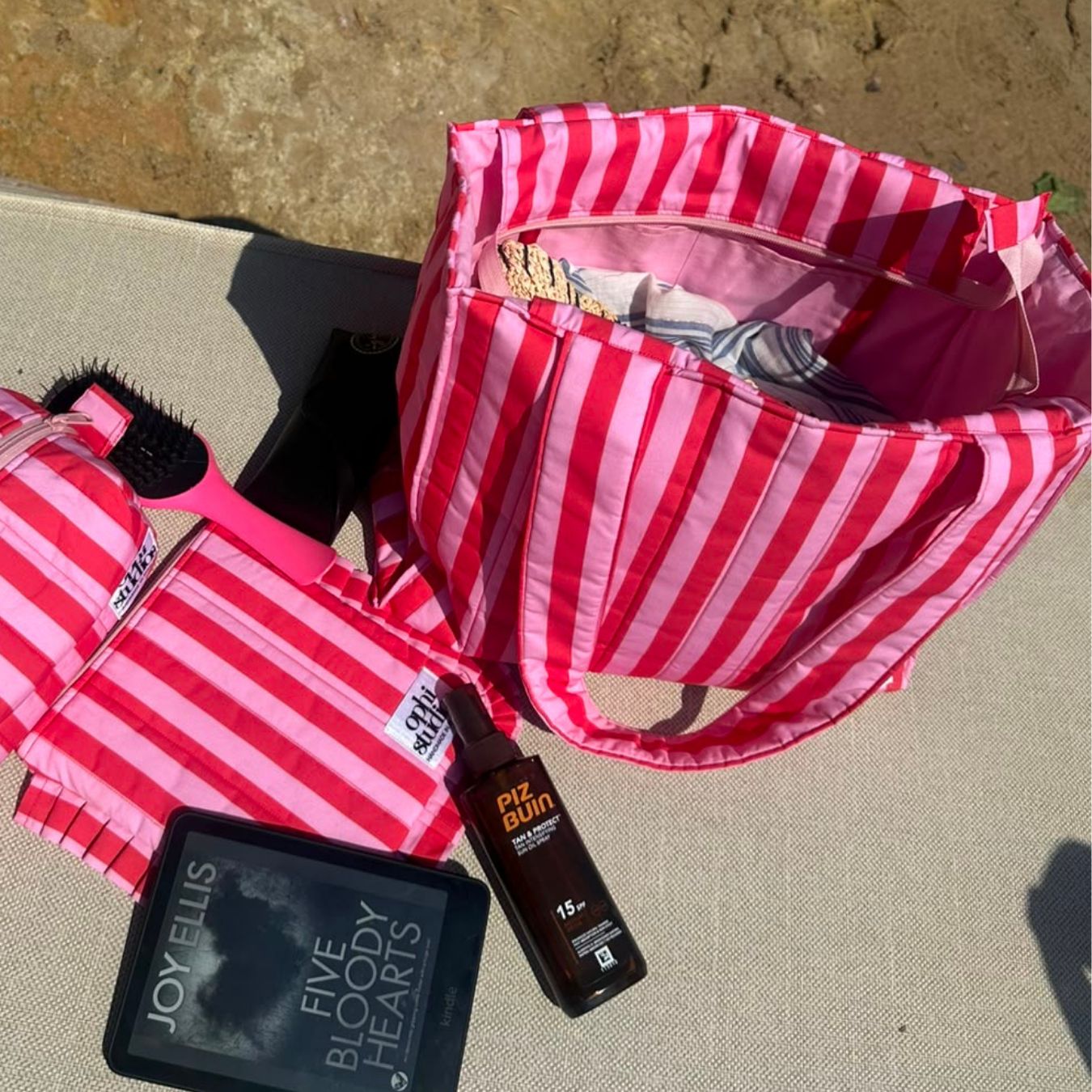Pink & Red Stripe Boxy Tote Bag