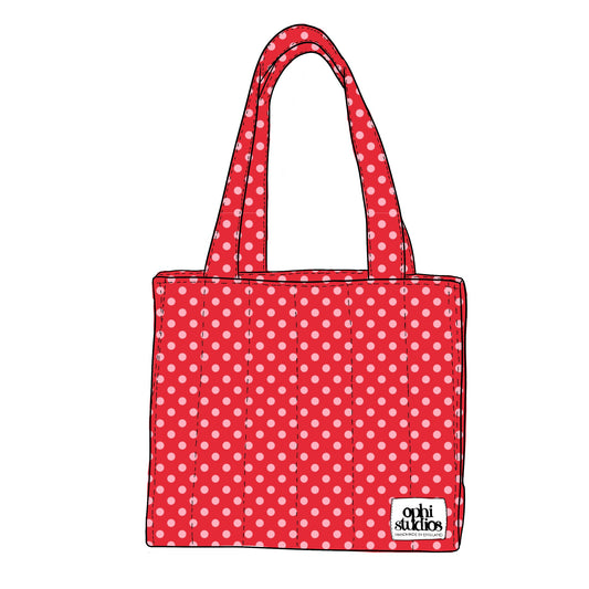 Pink & Red Polka Dot Boxy Tote Bag