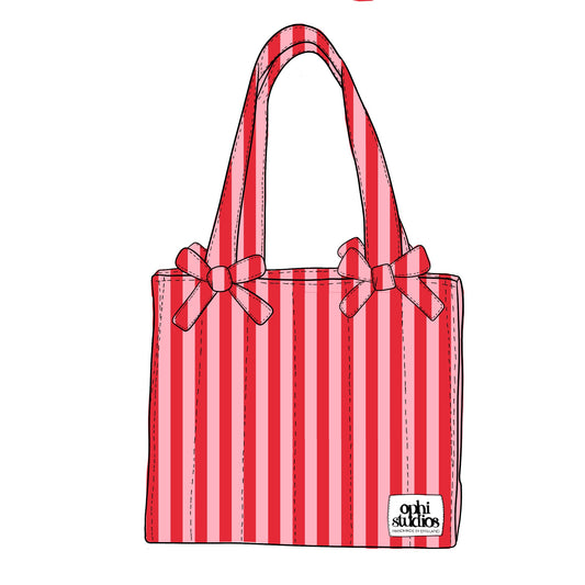 Pink & Red Stripe Boxy Tote Bag