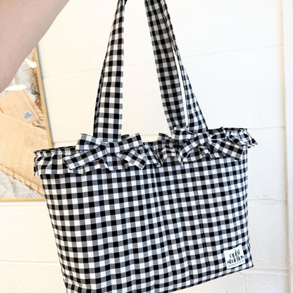 Black & White Gingham Tote Bag