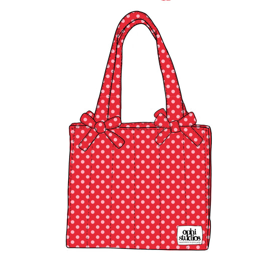 Pink & Red Polka Dot Boxy Tote Bag