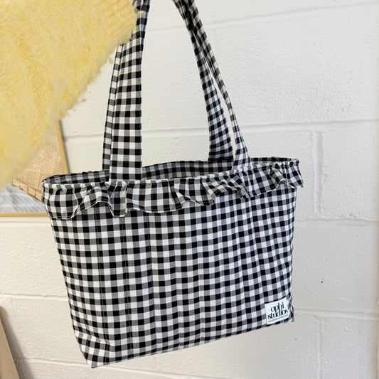 Black & White Gingham Tote Bag