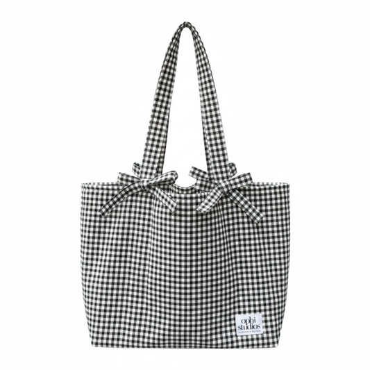Black & White Gingham Tote Bag