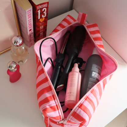 Pink & Red Stripe Standard Hair Tools Bag
